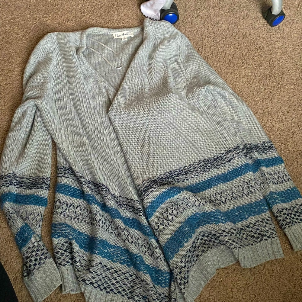 Grey and blue cardigan, size medium